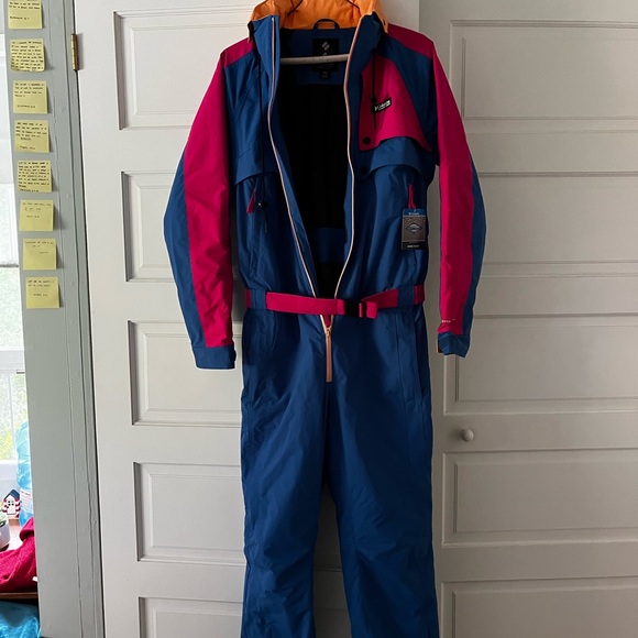Men’s retro Blue and Pink Snowsuit - Picture 1 of 4